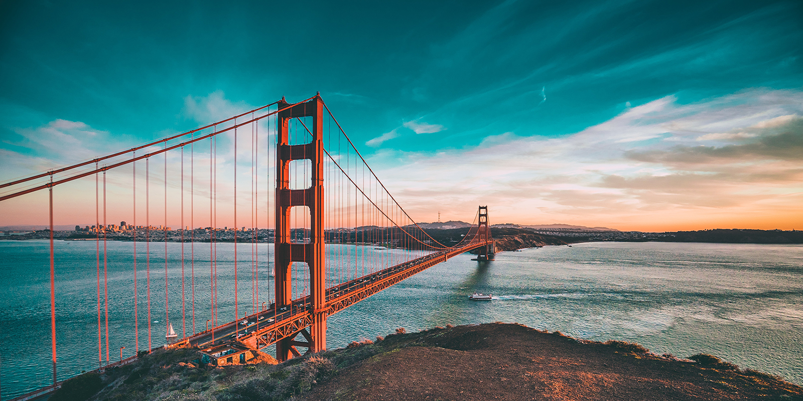 Golden Gate bridge in San Franciso taken at sunset